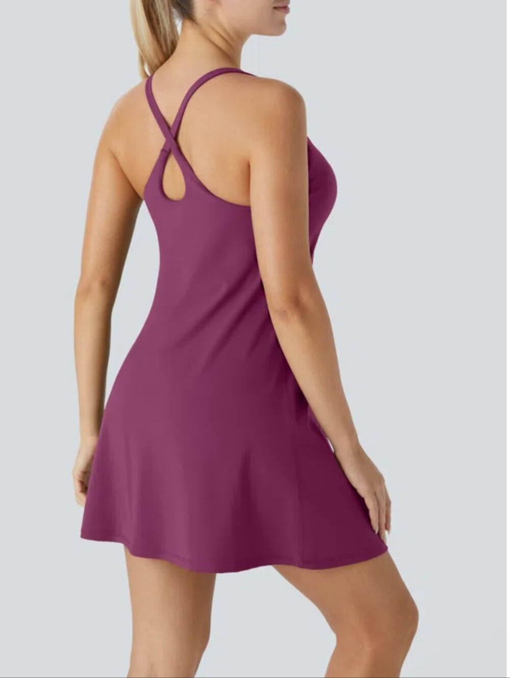 HALARA Plum Scoop Neck Activewear Dress - Picture 2 of 12